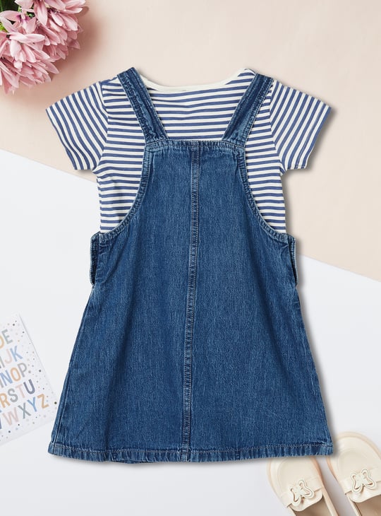 Girls Denim Pinafore Dress with T-shirt
