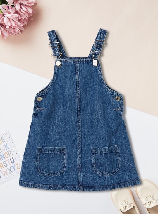 Girls Denim Pinafore Dress with T-shirt