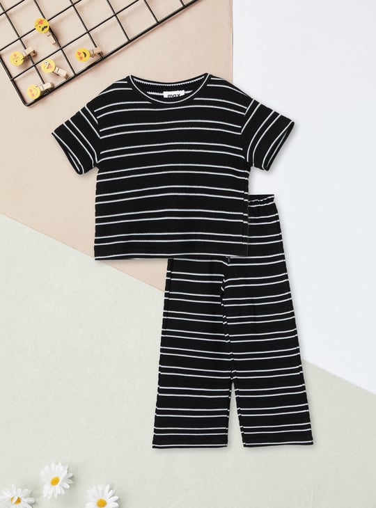 Girls Striped Trousers Set
