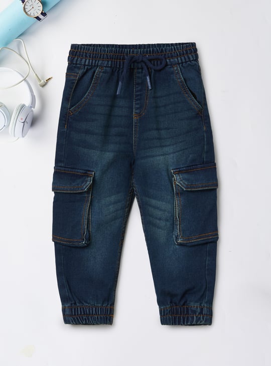 Boys Washed Cargo Denim Joggers