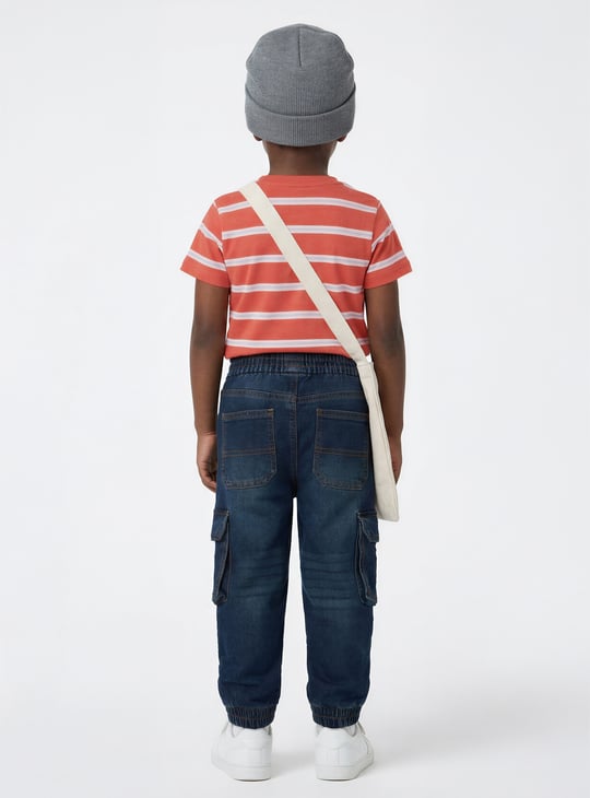 Boys Washed Cargo Denim Joggers