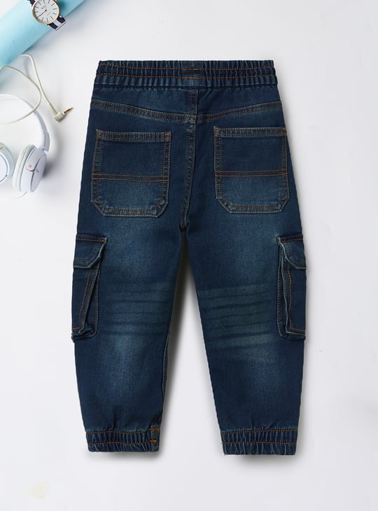 Boys Washed Cargo Denim Joggers
