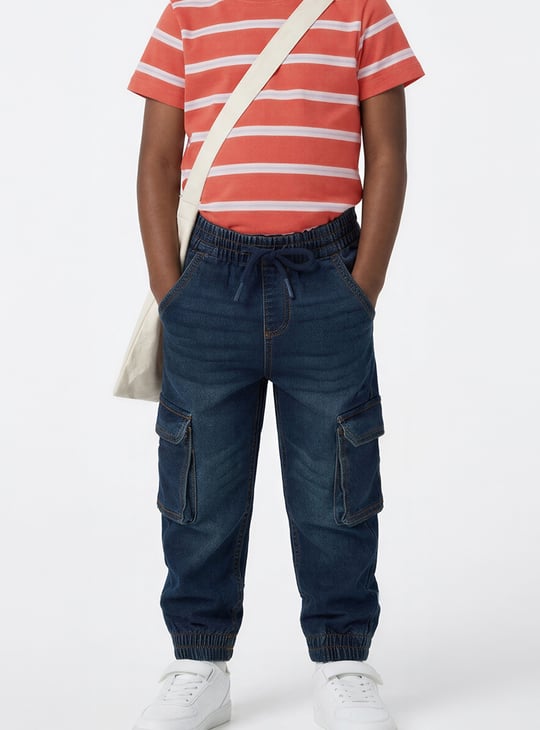 Boys Washed Cargo Denim Joggers