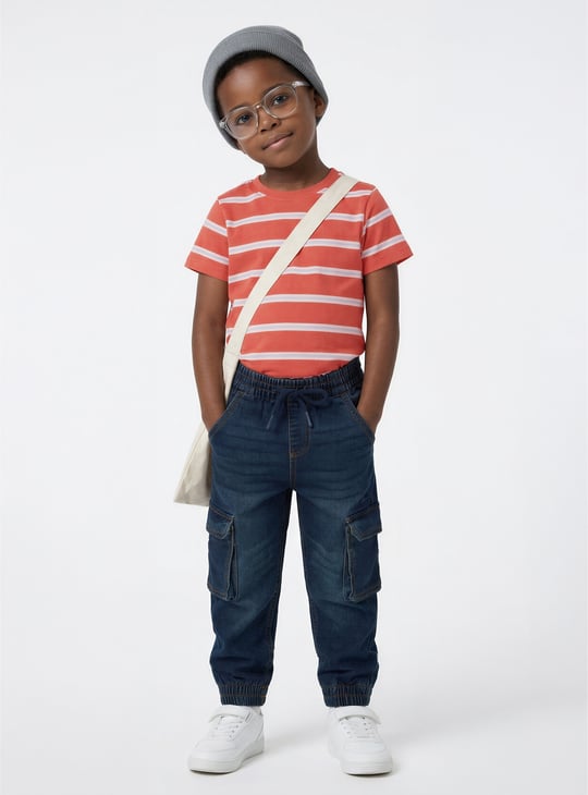 Boys Washed Cargo Denim Joggers