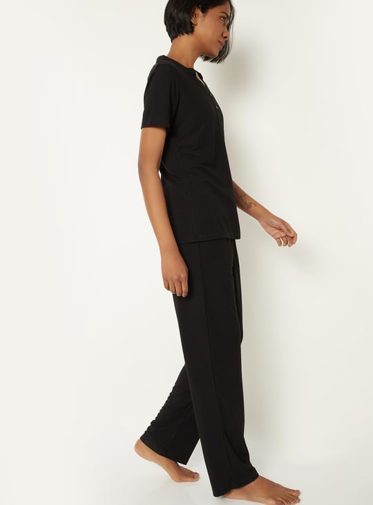 Women Textured PJ Set