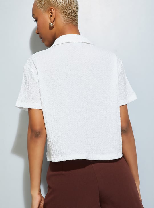 ALAYA F x URB_N Women Textured Boxy Fit Crop Shirt