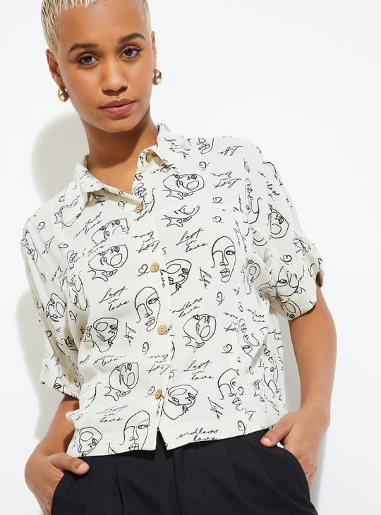 ALAYA F X URB_N Women Printed Boxy Fit Shirt