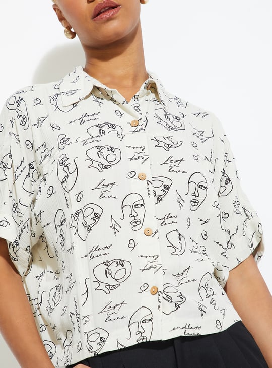 ALAYA F X URB_N Women Printed Boxy Fit Shirt