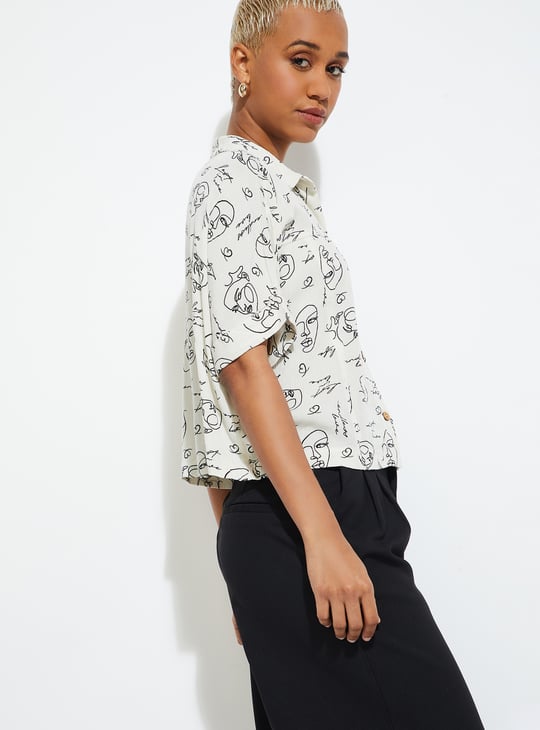 ALAYA F X URB_N Women Printed Boxy Fit Shirt