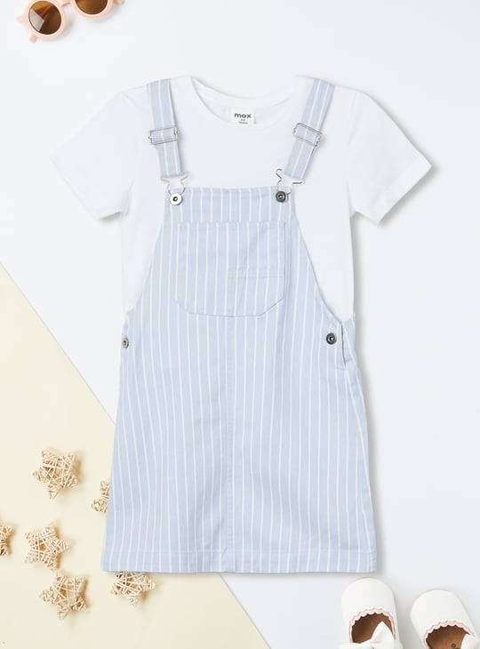 Girls Striped Pinafore Dress with T-shirt