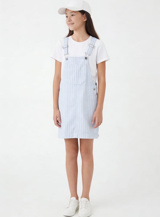 Girls Striped Pinafore Dress with T-shirt