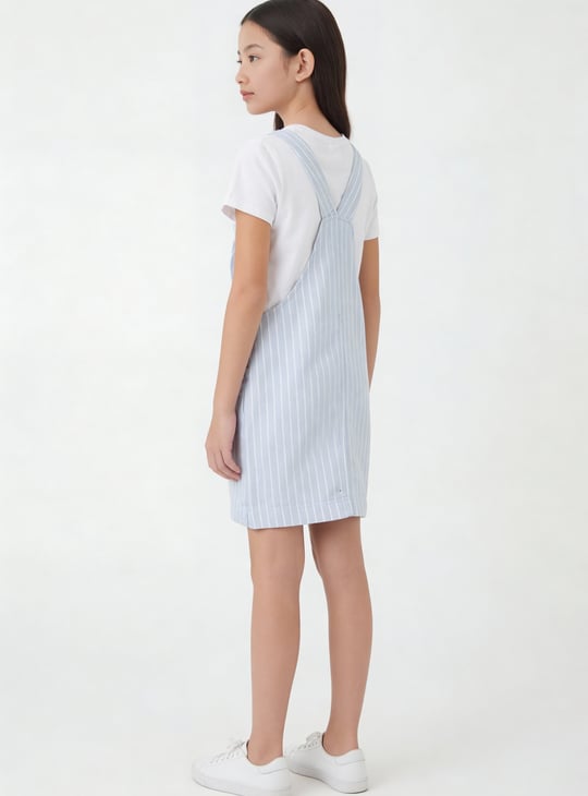 Girls Striped Pinafore Dress with T-shirt