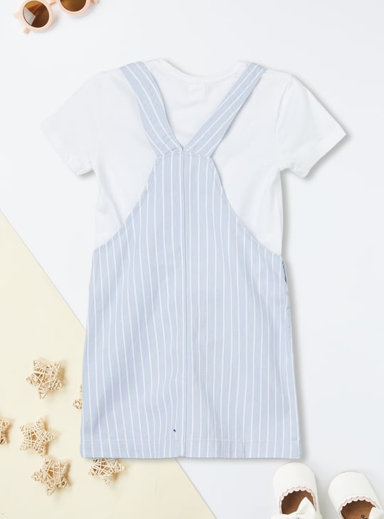 Girls Striped Pinafore Dress with T-shirt