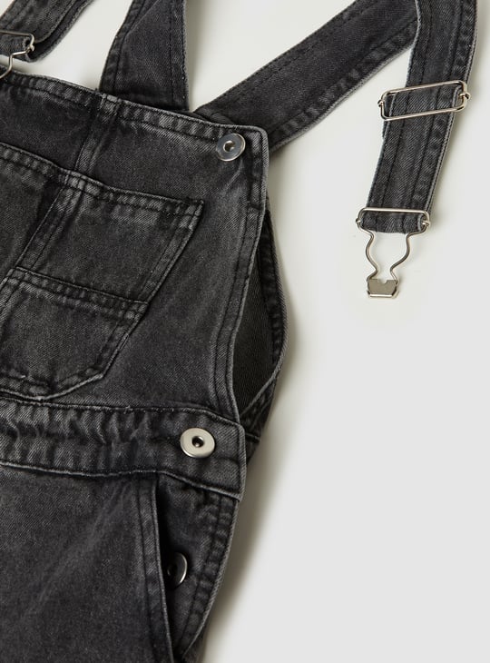 Girls Washed Dungaree Dress with T-shirt