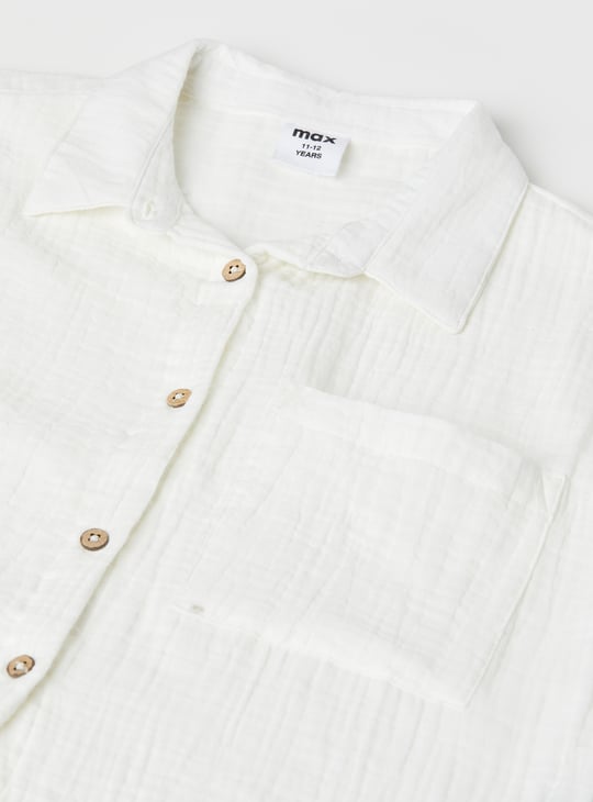 Girls Seersucker Boxy Fit Shirt