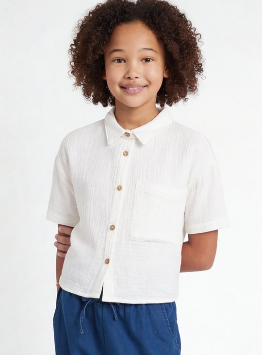 Girls Seersucker Boxy Fit Shirt