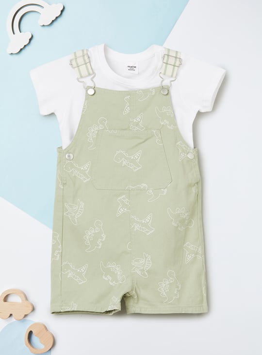 Boys Printed Dungaree with T-shirt