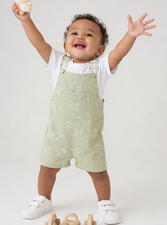 Boys Printed Dungaree with T-shirt