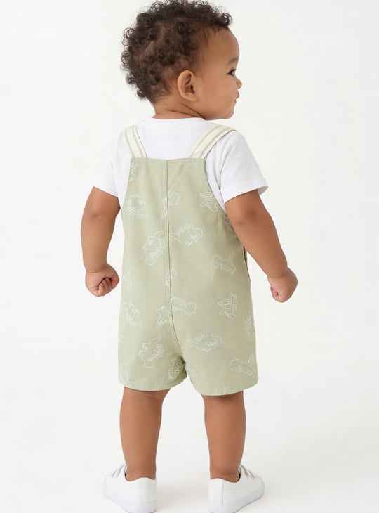 Boys Printed Dungaree with T-shirt