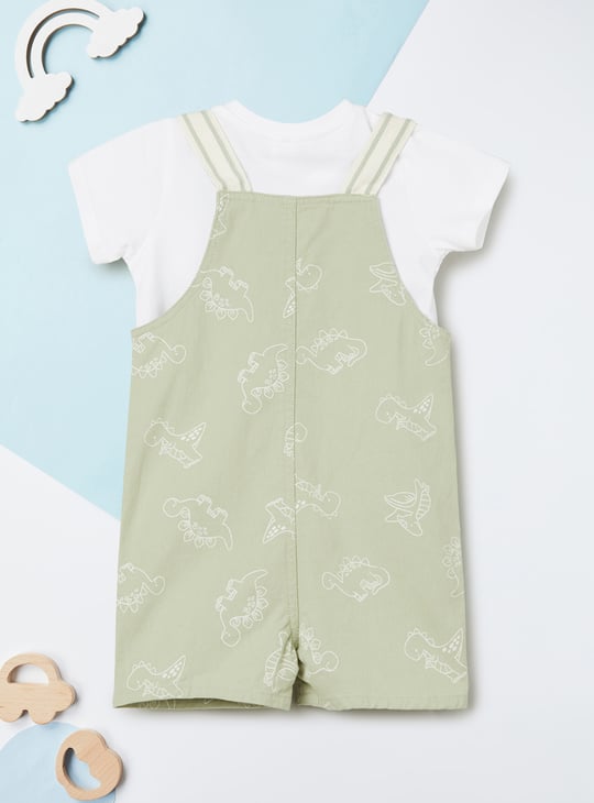 Boys Printed Dungaree with T-shirt