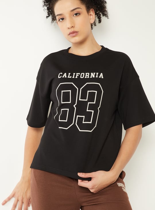 Women Printed Boxy Fit Sports T-shirt