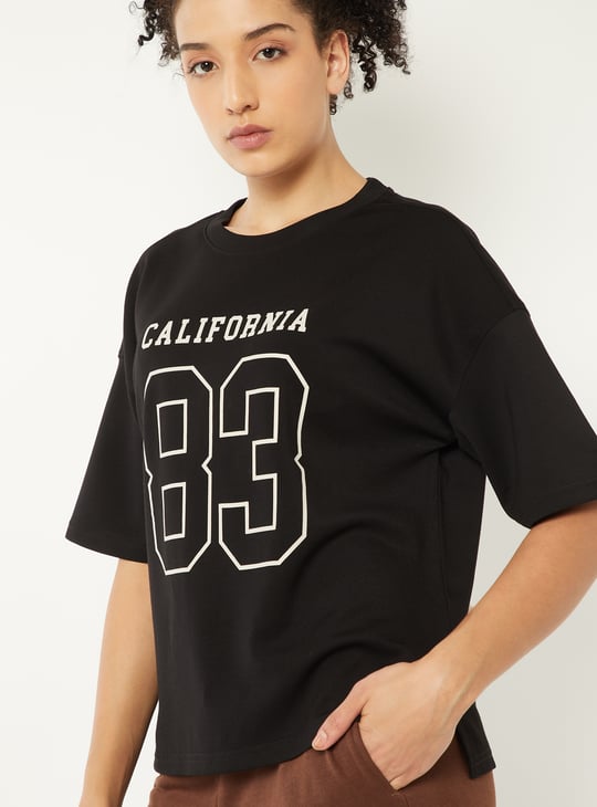 Women Printed Boxy Fit Sports T-shirt