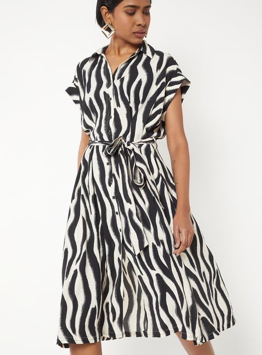 Women Animal Print Shirt Dress