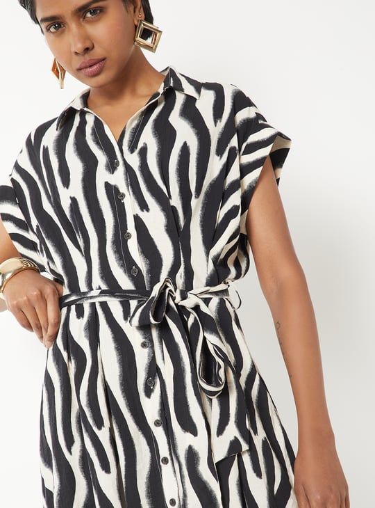 Women Animal Print Shirt Dress