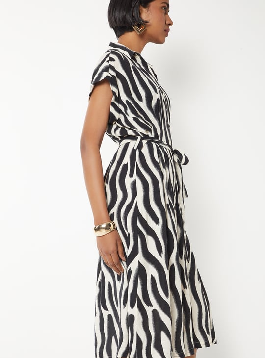Women Animal Print Shirt Dress