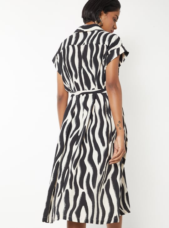 Women Animal Print Shirt Dress