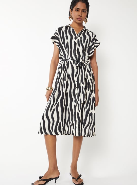 Women Animal Print Shirt Dress