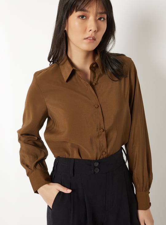Women Solid Regular Fit Semi Formal  Shirt