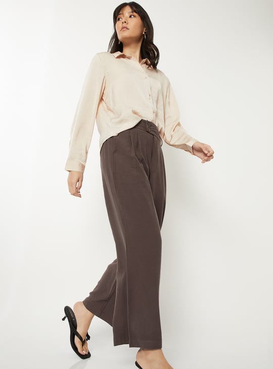 Women Solid Pleated Trousers