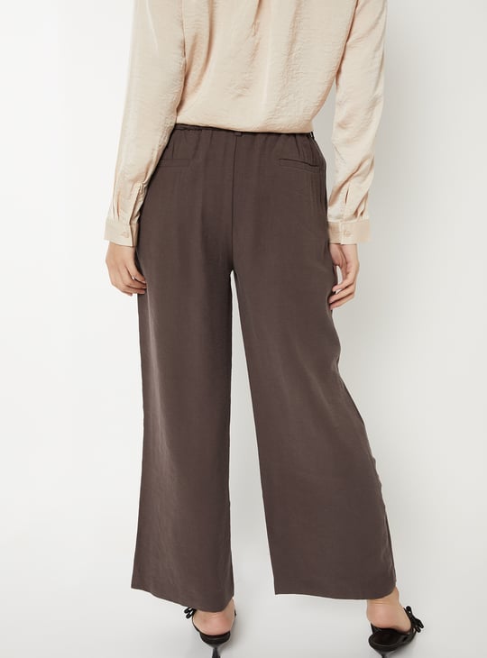 Women Solid Pleated Trousers