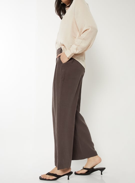 Women Solid Pleated Trousers