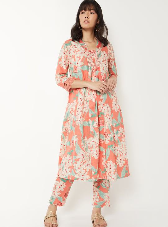 Women Floral Print A-line Kurta Set