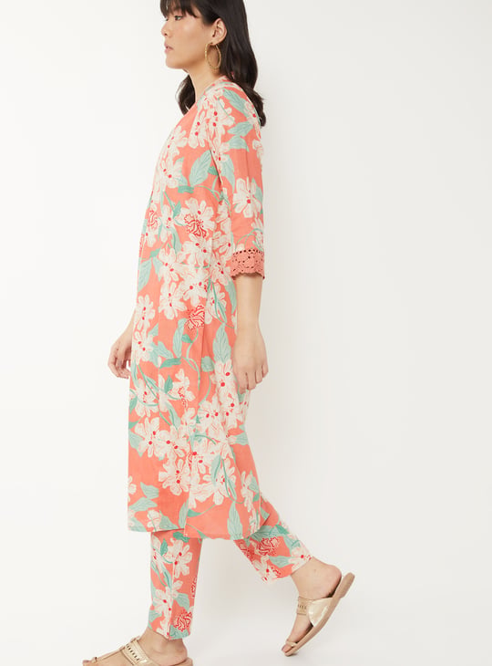 Women Floral Print A-line Kurta Set