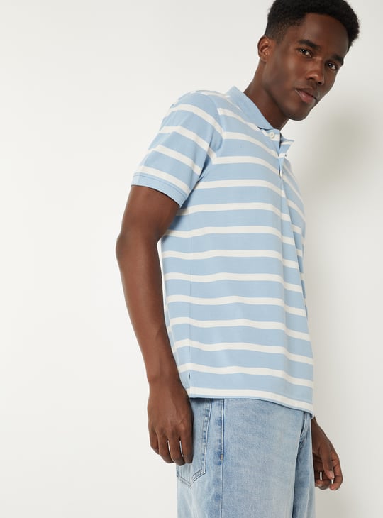 Men Striped Slim Fit Polo T-shirt