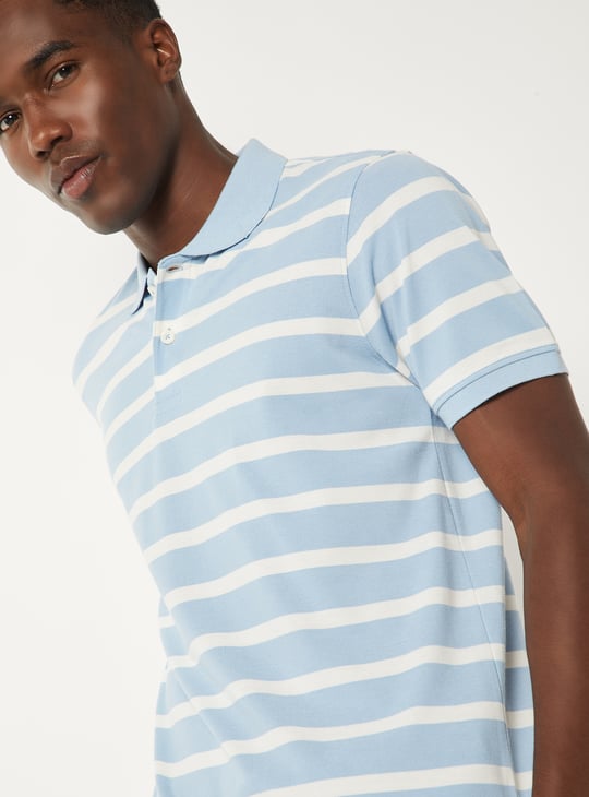 Men Striped Slim Fit Polo T-shirt