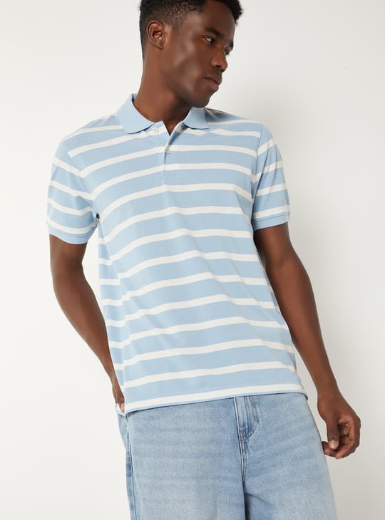 Men Striped Slim Fit Polo T-shirt