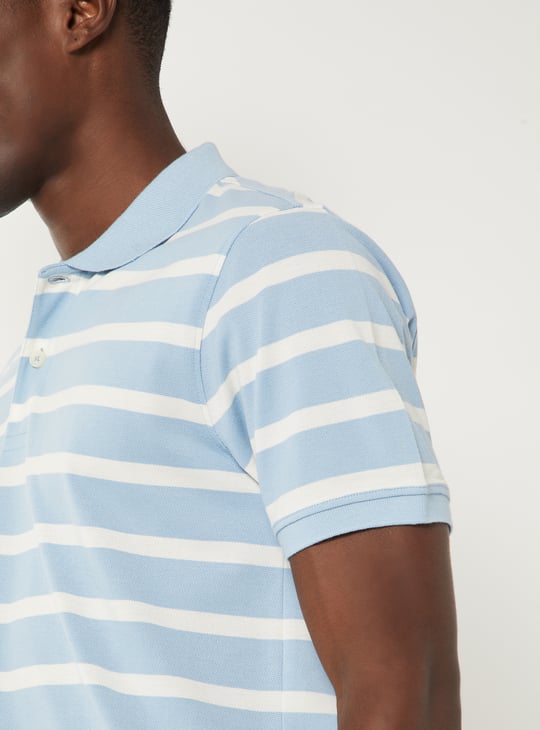 Men Striped Slim Fit Polo T-shirt