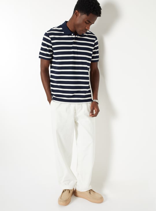 Men Striped Slim Fit Polo T-shirt
