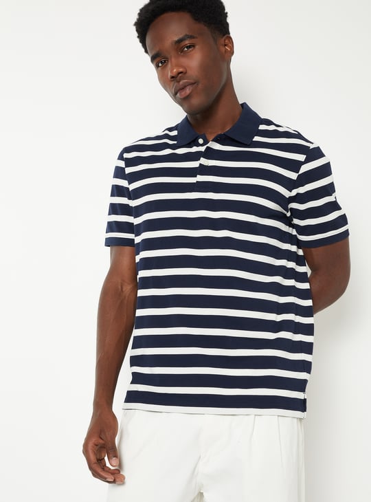 Men Striped Slim Fit Polo T-shirt