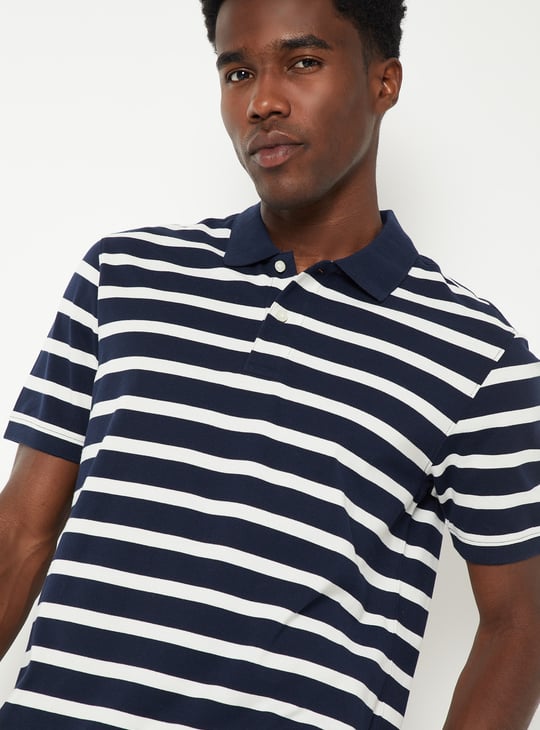 Men Striped Slim Fit Polo T-shirt