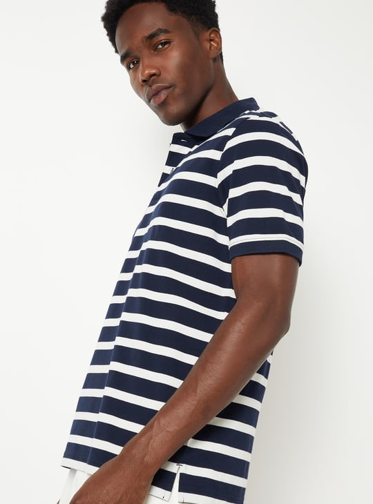 Men Striped Slim Fit Polo T-shirt