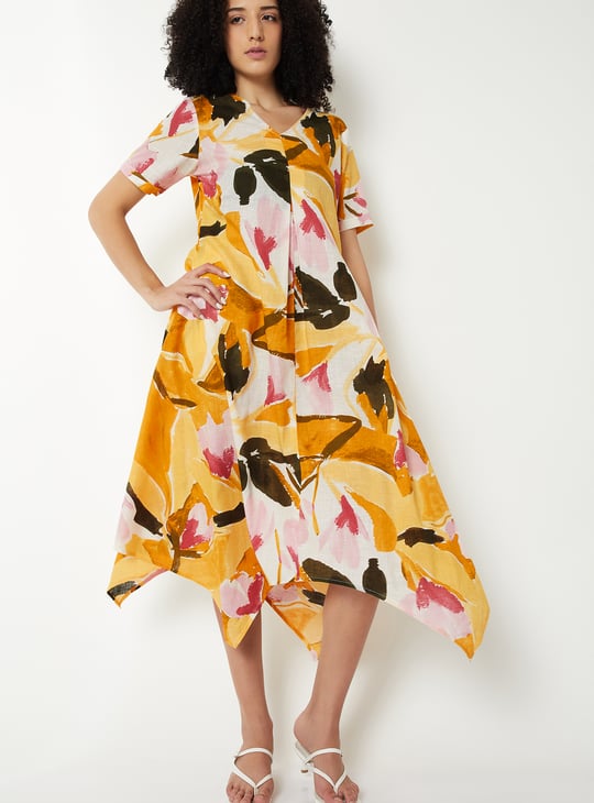Kalki x Max Women Printed Asymmetric Midi Dress | Printed