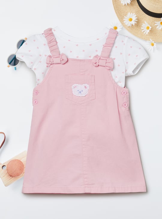 Girls Applique A-Line Dress with T-shirt