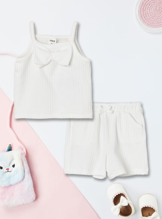 Girls Ribbed Shorts Set