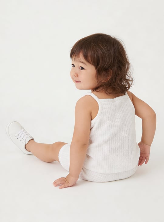 Girls Ribbed Shorts Set