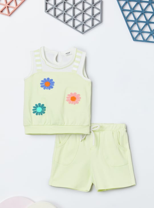 Girls Chenille Embroidered Shorts Set
